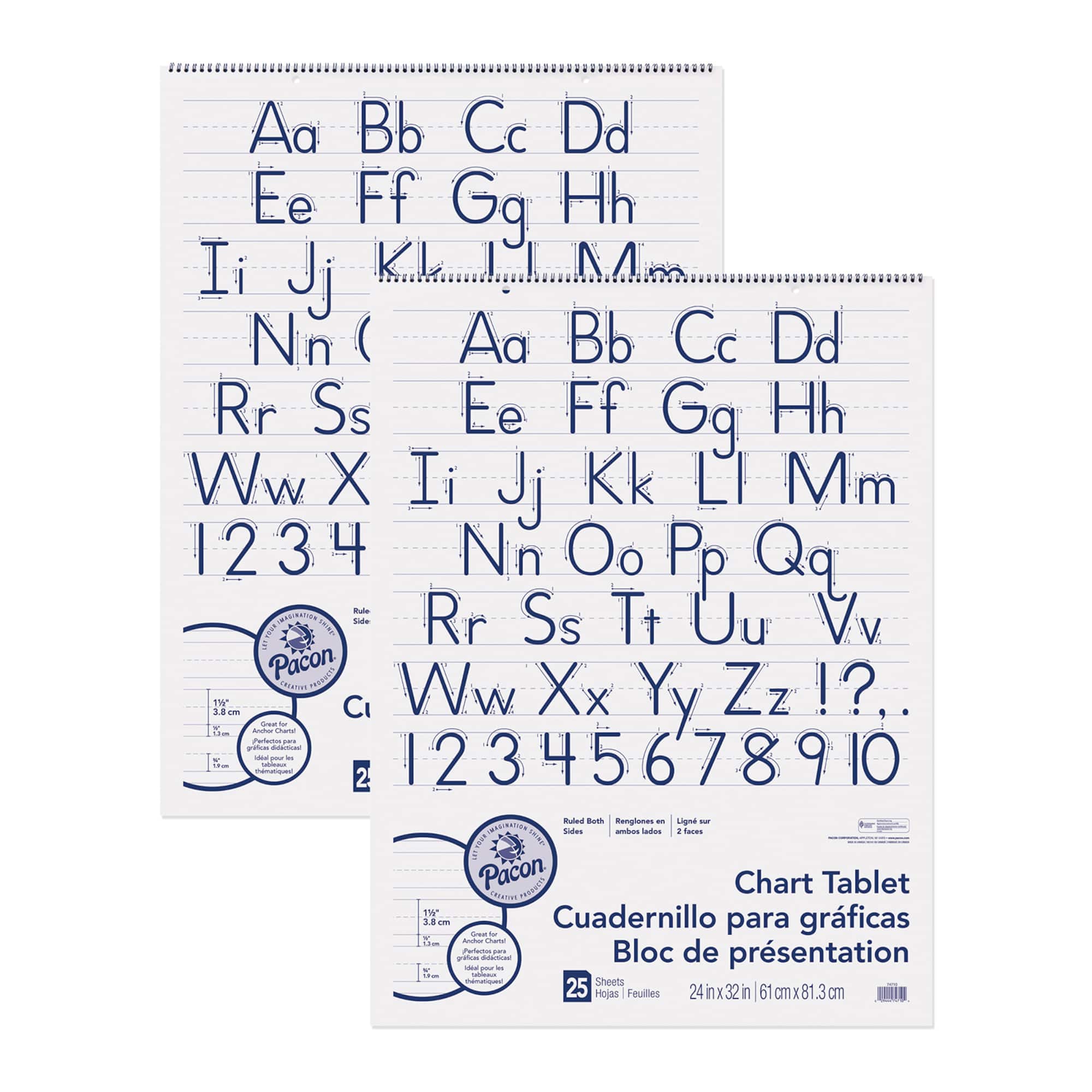 Pacon® 24" x 32" Manuscript Cover Ruled Chart Tablets, 2 Packs of 25